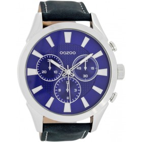 OOZOO Timepieces 48mm Dark Blue Leather Strap C7471
